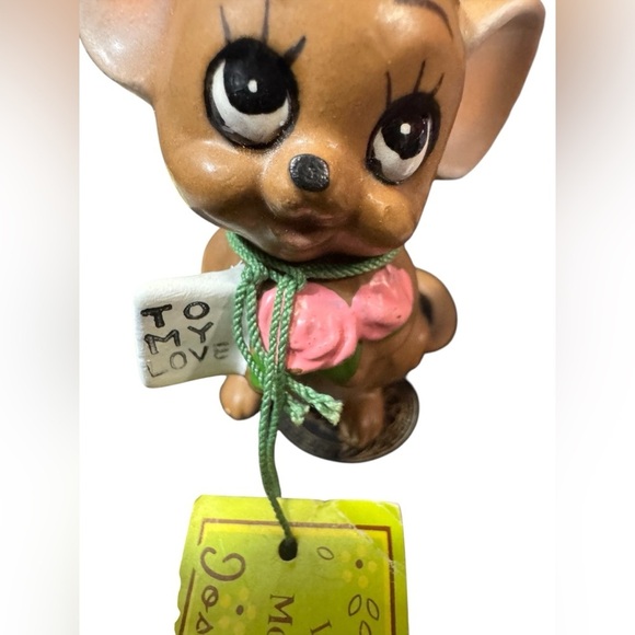 Vintage Josef Orig. ROMANTIC  MOUSE  FLOWER BOUQUET “To My Love” JAPAN 2.5” - Picture 9 of 13